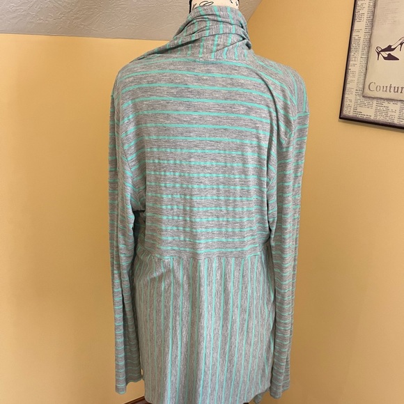 LADIES LONG JACKET GREEN/GREY STRIPES SIZE XL MADE IN THE 🇺🇸 USA - Picture 8 of 13